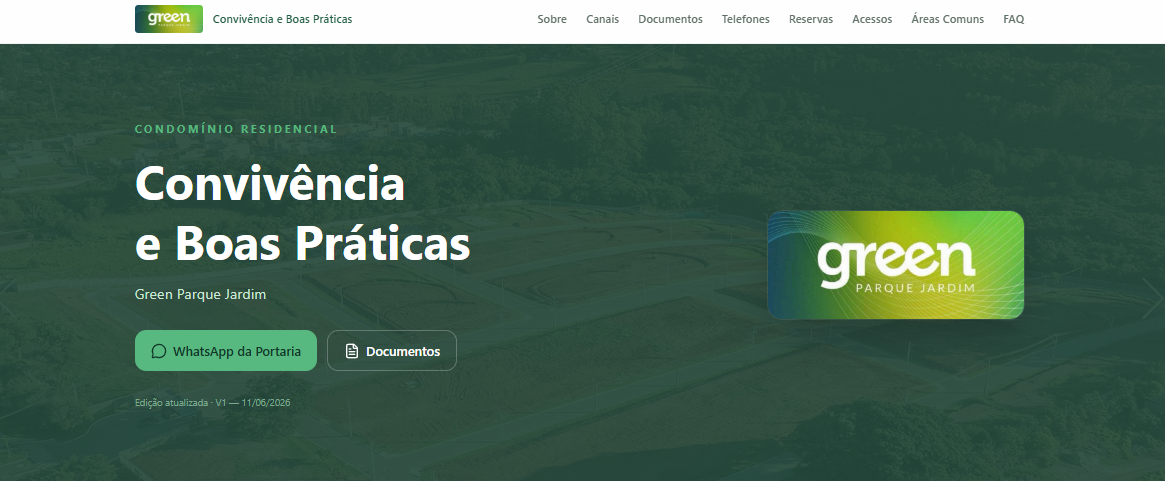 Site informativo do condomínio